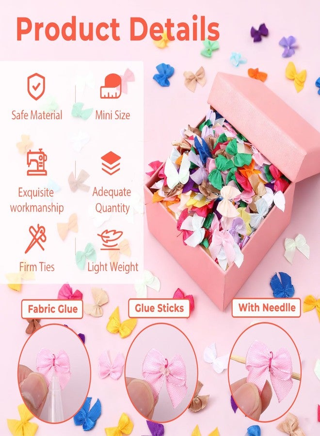 Matwsec 300PCS Mini Bows for Crafts 1 Inch Small Bows Tiny Bow for Crafts DIY Scrapbooking Sewing Gift Wrapping Hair Accessories Christmas Party Decorations - Image 5